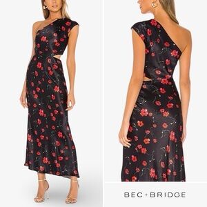 Bec & Bridge Matilde Asymmetrical Midi Dress Poppy Floral 4 GUC
